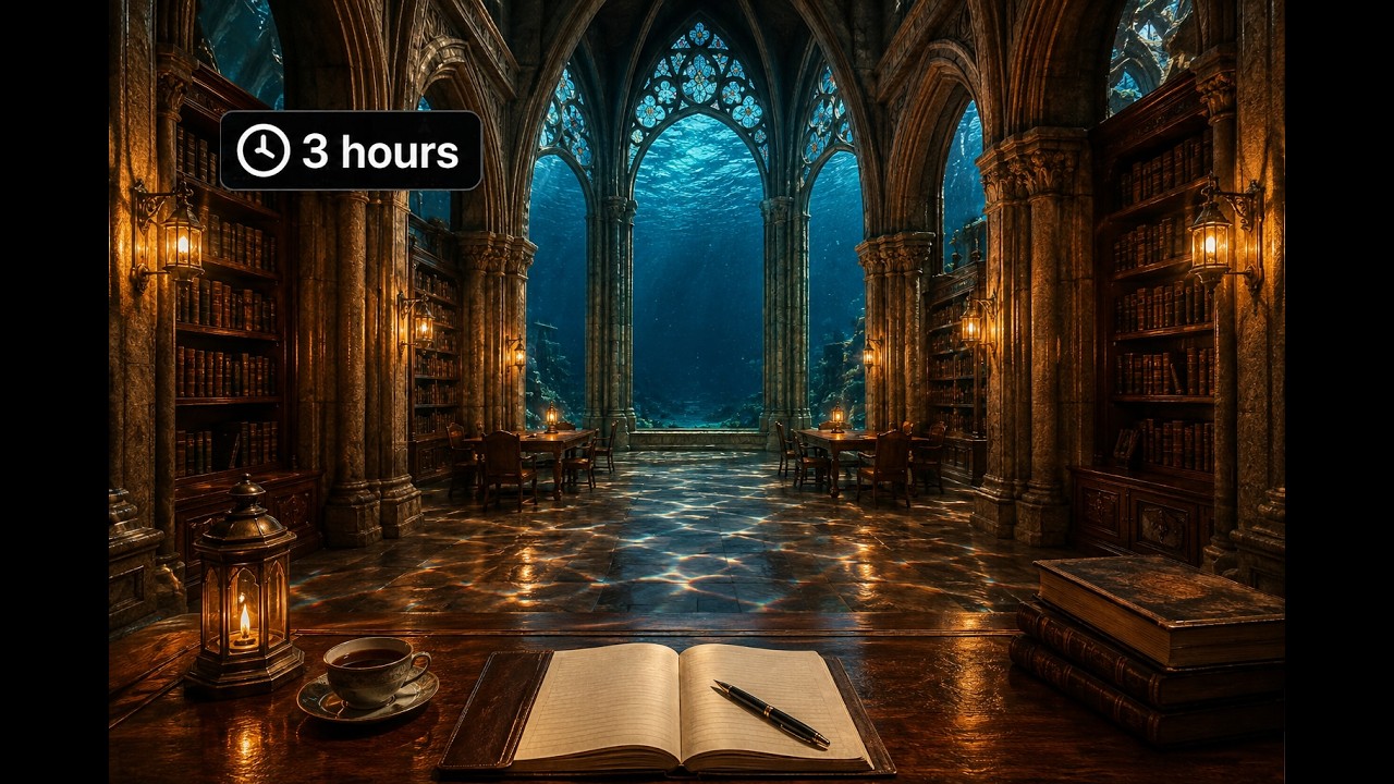 Hidden Underwater Cathedral Library 🌊 Deep Ocean Ambience for Studying, Reading & Relaxation