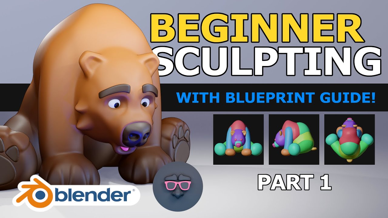 Blender 2.9 Tutorial - Beginner Sculpting - Stylized Bear - Part 1 of 2