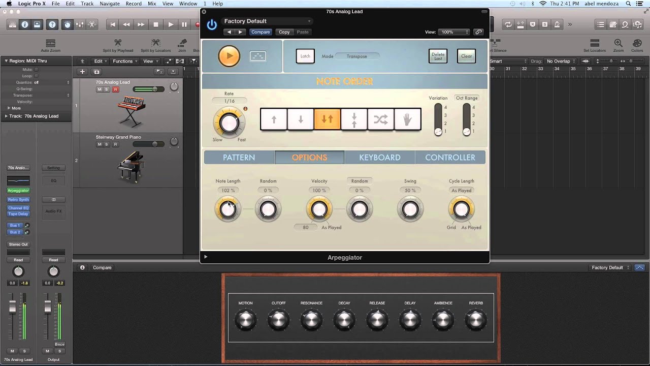 Tutorial del Arpegiador - Logic Pro X/MainStage 3