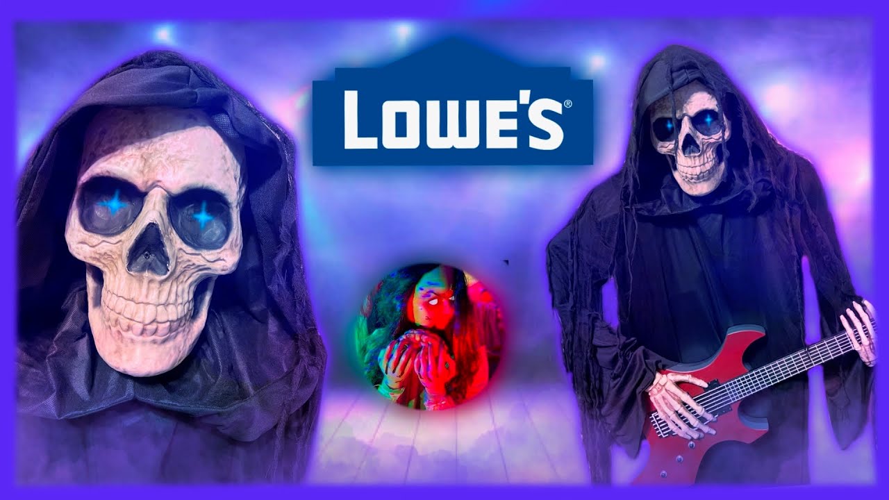 РАСПАКОВКА И УСТАНОВКА Lowes Haunted Living Bluetooth Reaper Band Гитара в натуральную величину, ...