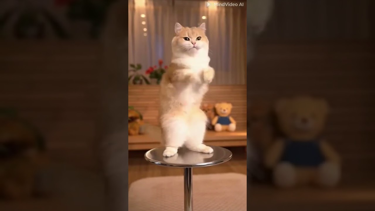 wow  look at the cat dancing💃 