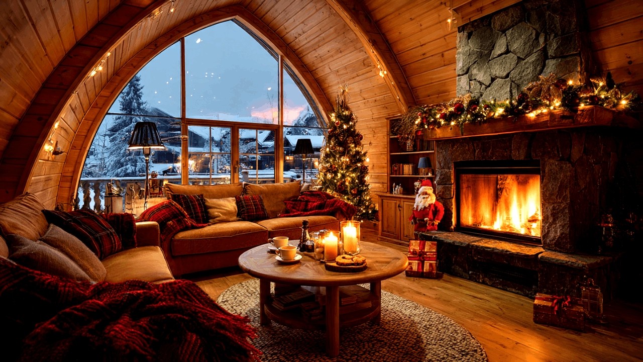 Relaxing Christmas Jazz Night with Fireplace for Study and Peaceful Focus Time