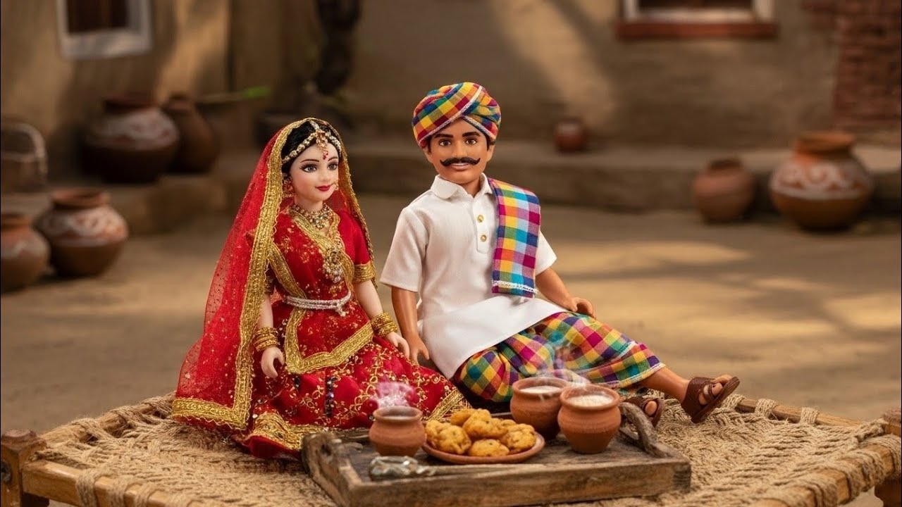 Miniature Doll Masala Tea and Pakora Cooking ASMR | Indian Village Tiny Kitchen Story.