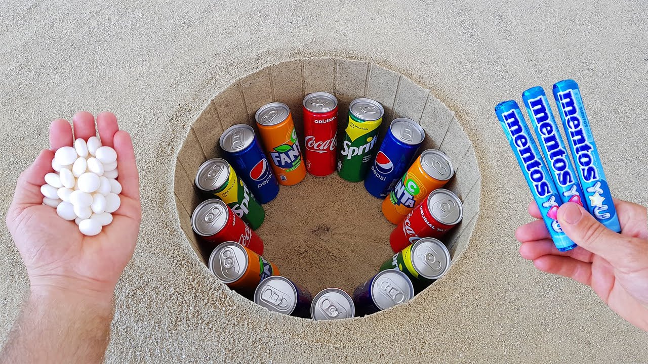 Experiment !! Pepsi, Cola, Fanta, Sprite and Mentos Underground