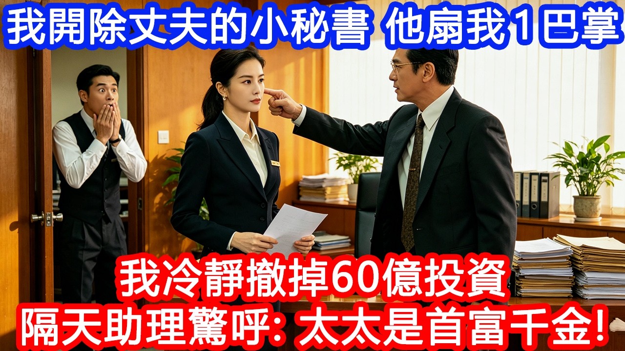 【情感故事】我開除總裁丈夫的小秘書，他當眾扇我一巴掌！我冷靜撤掉60億投資，隔天助理驚呼：顧總，太太是首富千金！#故事 #人生哲理 #婚姻 #出軌 #爽文