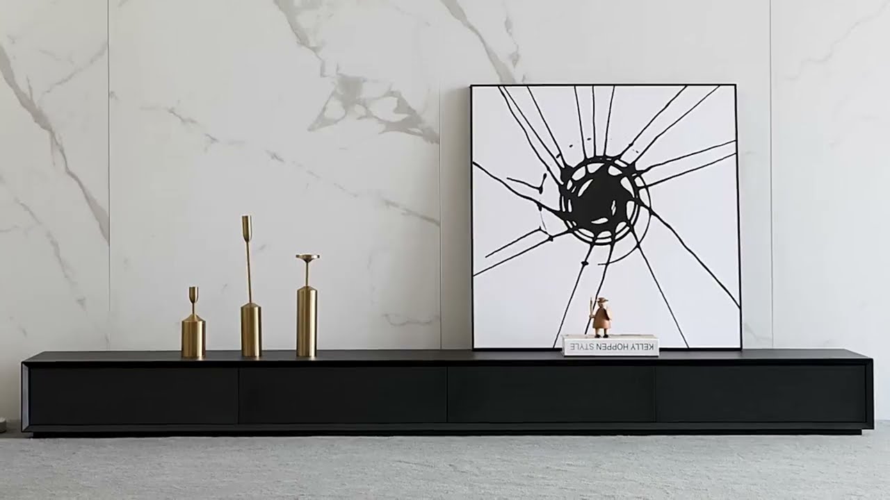 Sleek Minimalist Black TV Stand: Stylish Storage Solutions
