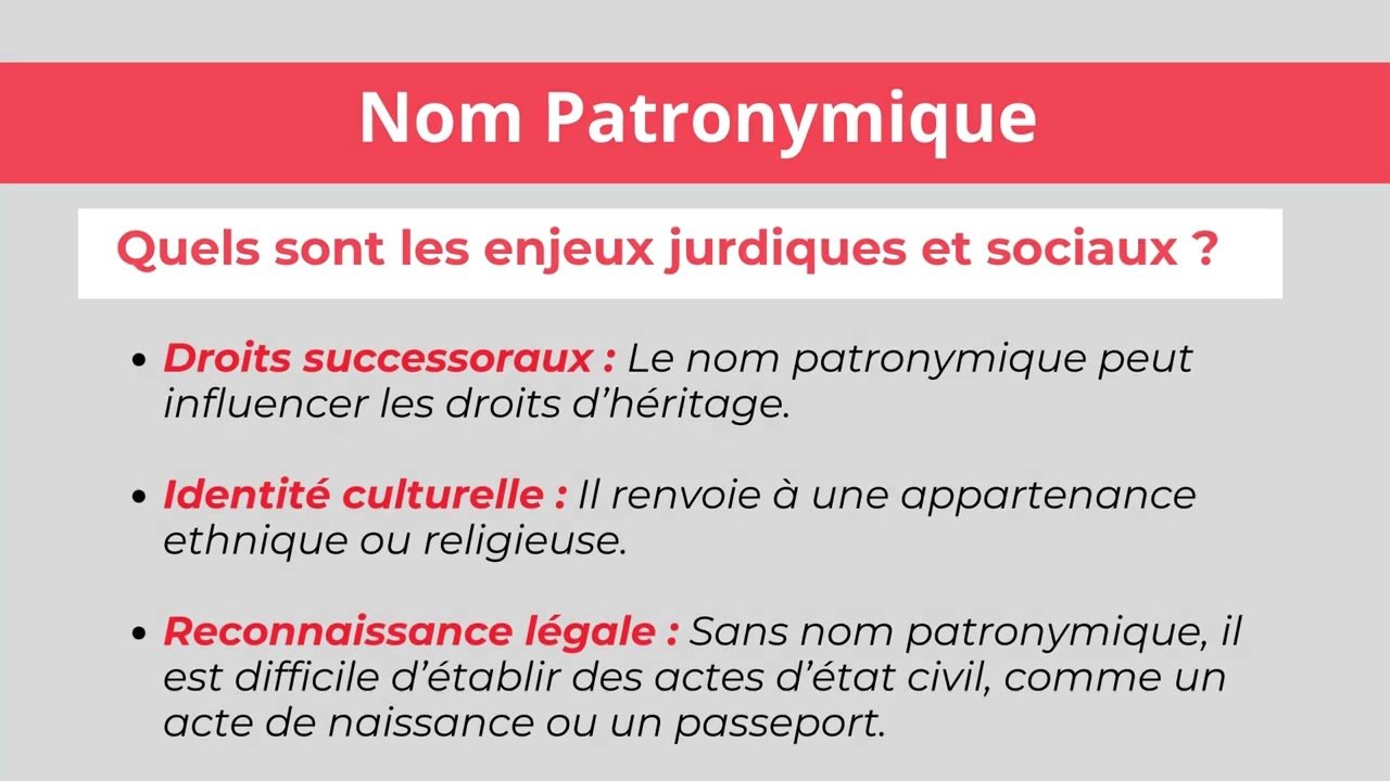 Le Nom | Droit Priv&eacute; ... Code de la famille SN