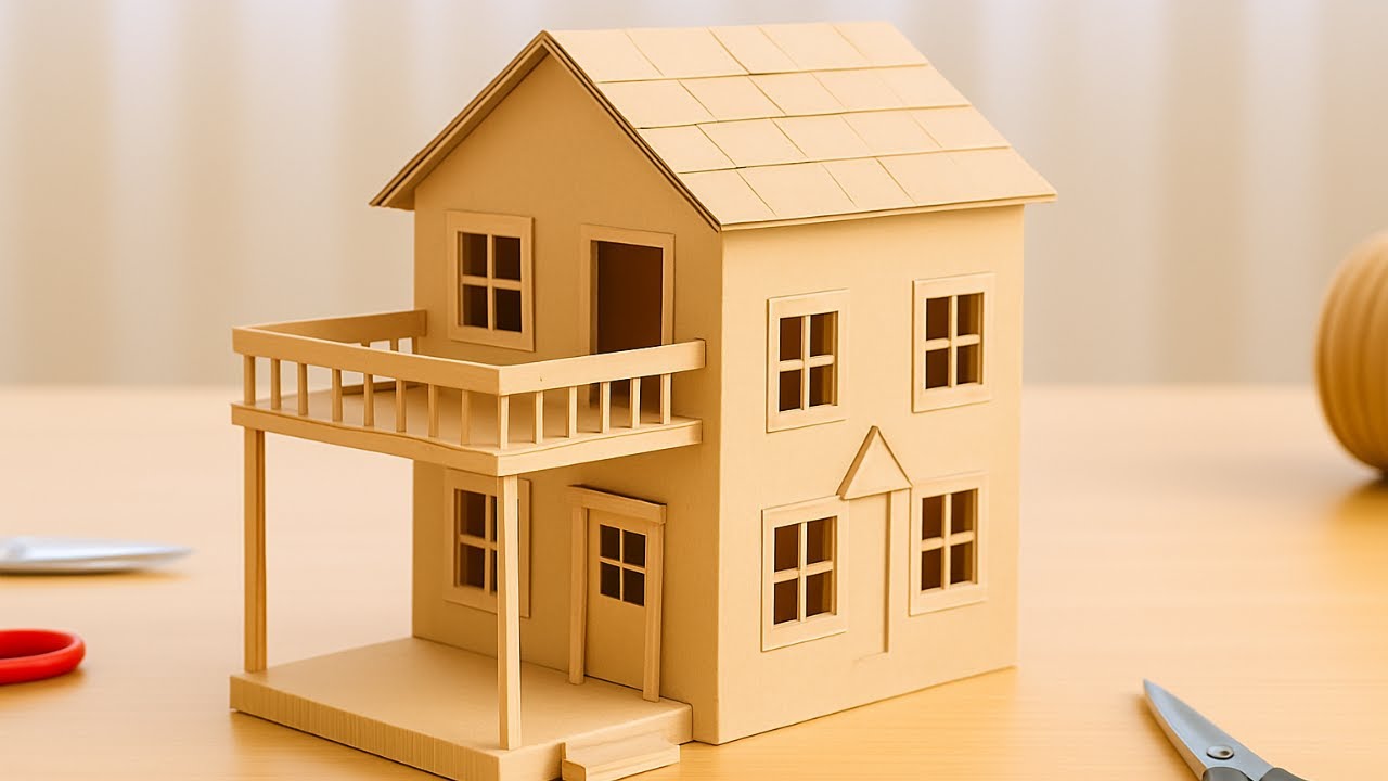 Making a Beautiful Small Cardboard House | DIY Miniature Home