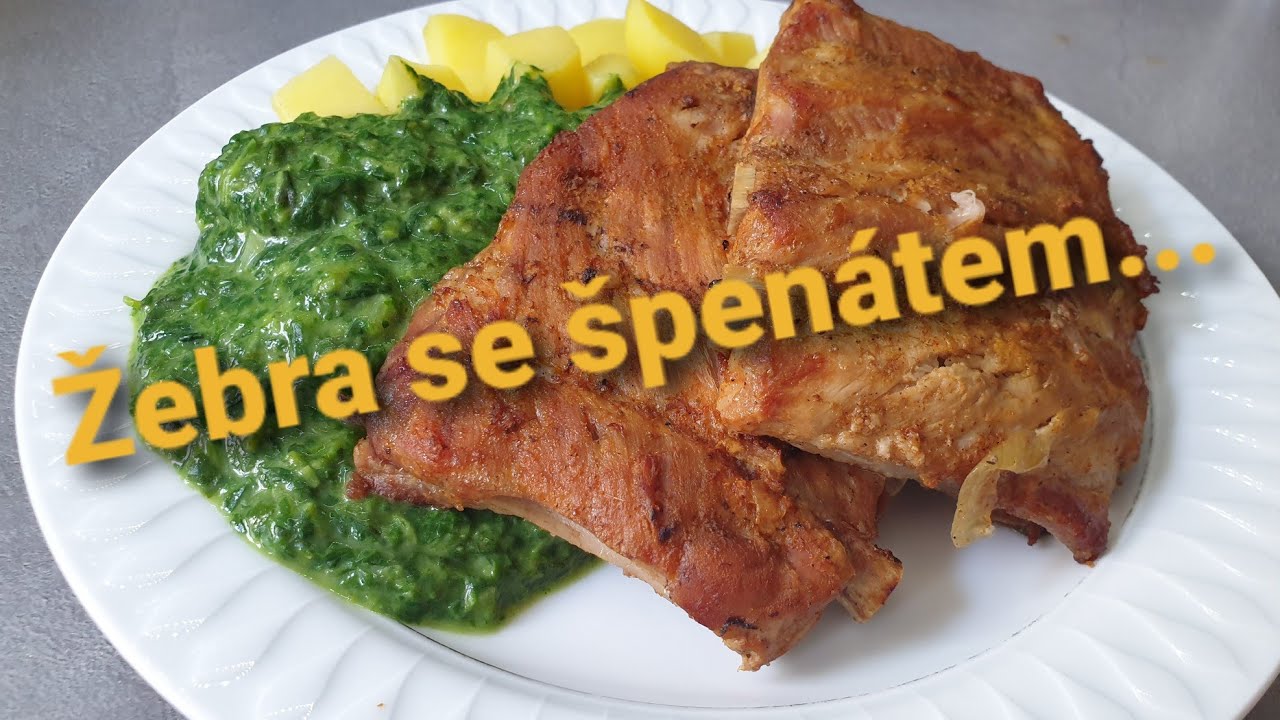 PEČENÁ Žebra z REMOSKY, špenát a brambory 👌