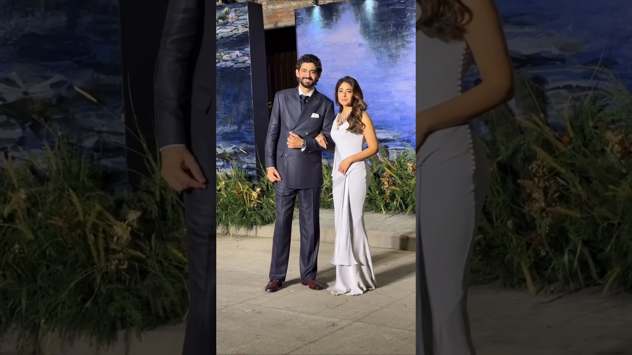 #newlyweds couple #kritikakamra and #gauravkapur pose at their #weddingreception #shorts