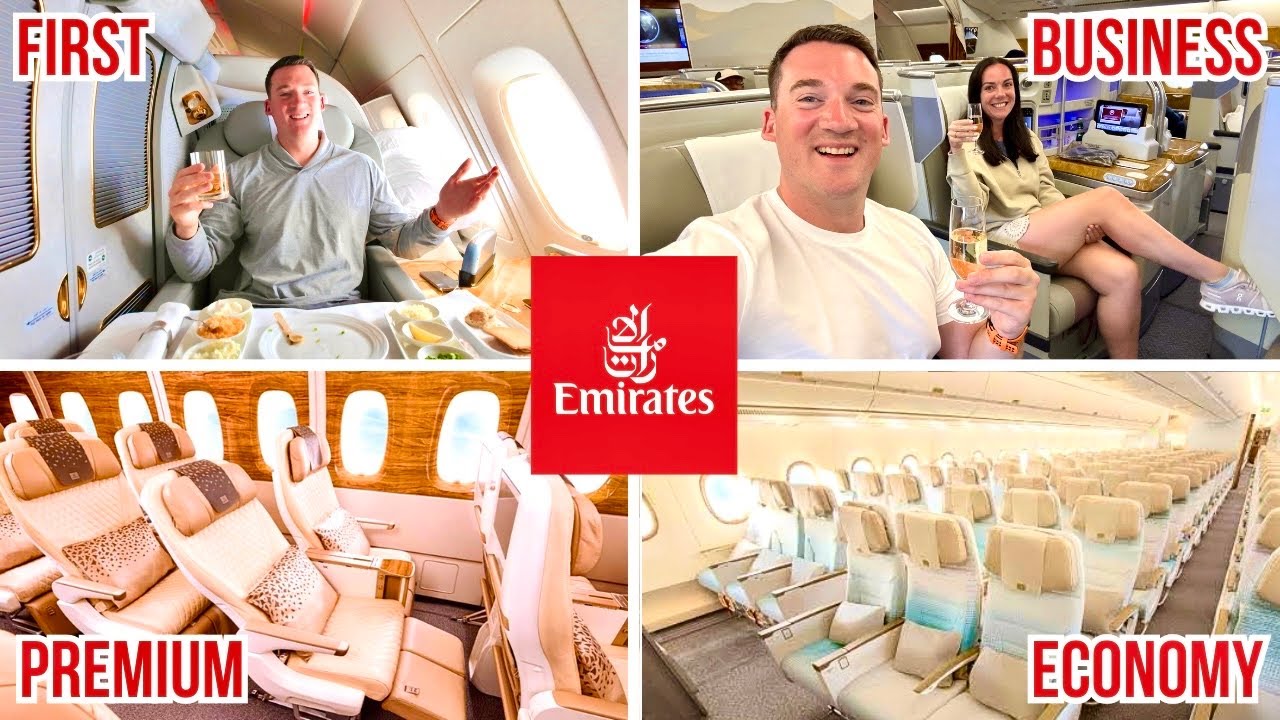 Emirates во всех четырех классах | Первый, Бизнес-класс, Премиум-эконом, Эконом