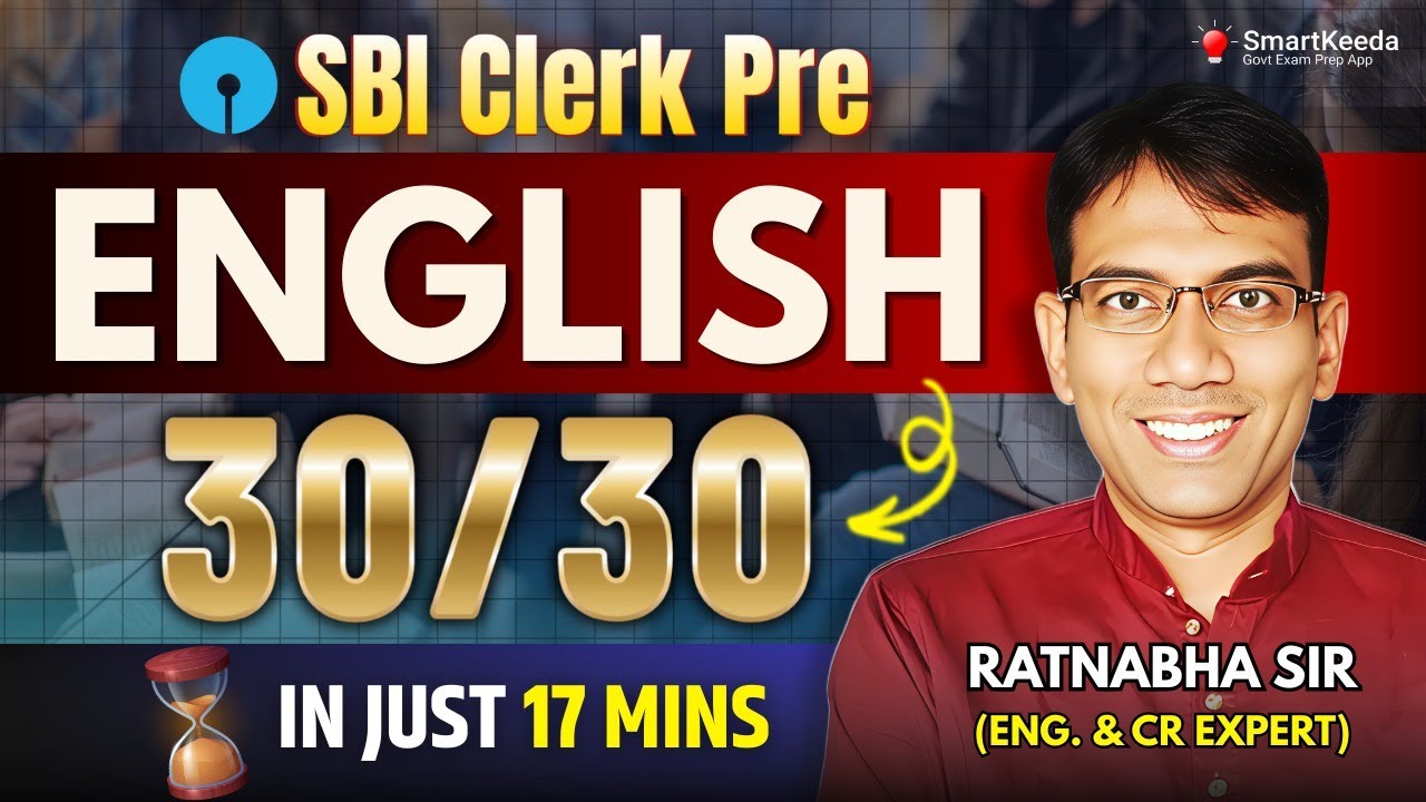 SBI Clerk Prelims English Live Mock | 20 Min Strategy for 30/30 Marks