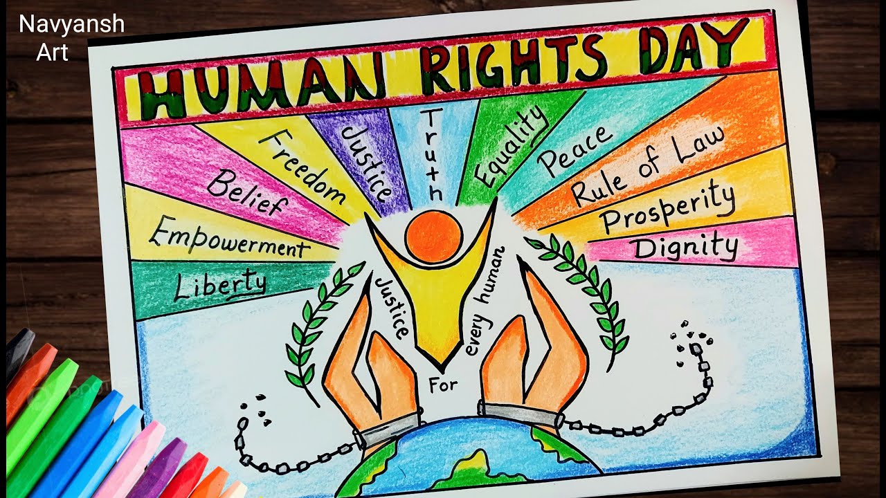 International Human Rights Day drawing / How to draw World Human Rights Day poster drawing,10th Dec