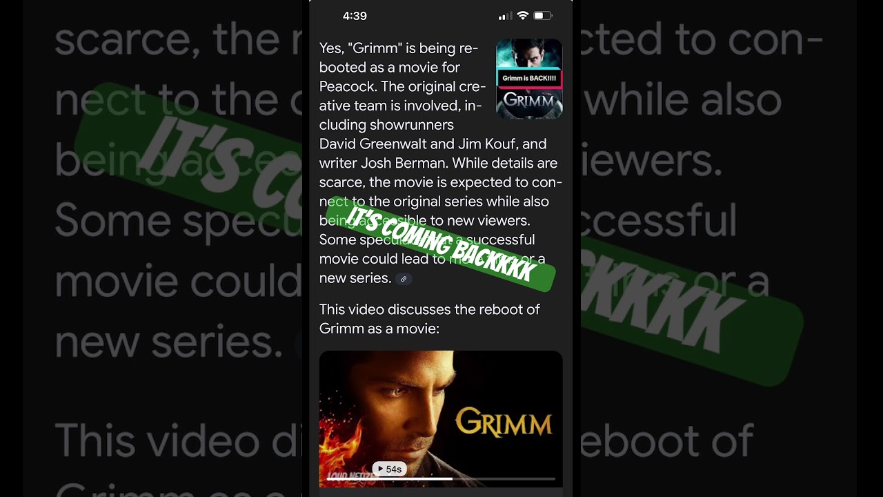 Grimm is COMING BACK! It’s officially official! I can’t believe it!! 
