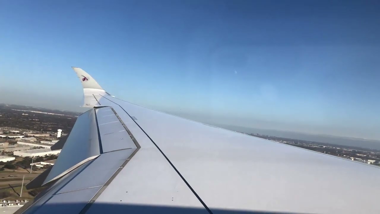 Qatar Airways QR729 final approach to DFW | Airbus A350-1000