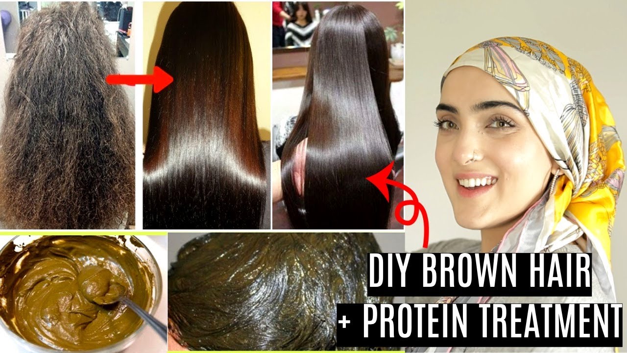 BEST HAIR MASK FOR SHINY, STRONG HAIR With Brown Natural Dye (Protein Treatment) ~ Immy