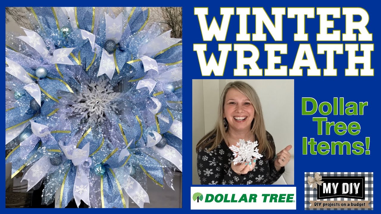 Snowflake Wreath DIY | Dollar Tree Deco Mesh Wreath DIY | Winter Wreath | SO PRETTY!
