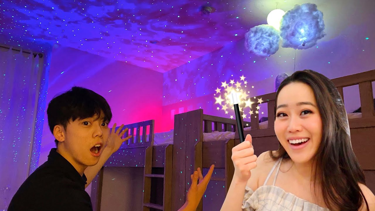 He's STUCK in LA so we transformed his room into a TIKTOK GALAXY ROOM!