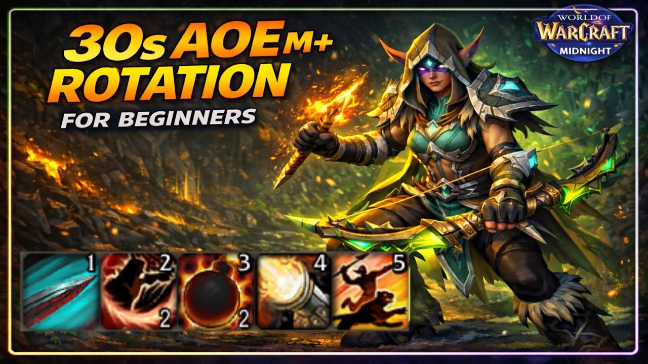 Survival Hunter AOE M+ Rotation for Beginners (30 Seconds) Midnight Pre Patch