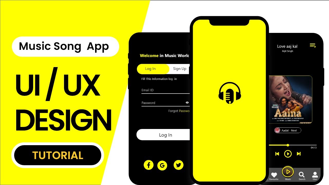 Music  App UI UX Design In Adobe XD | UI UX Design Tutorial.