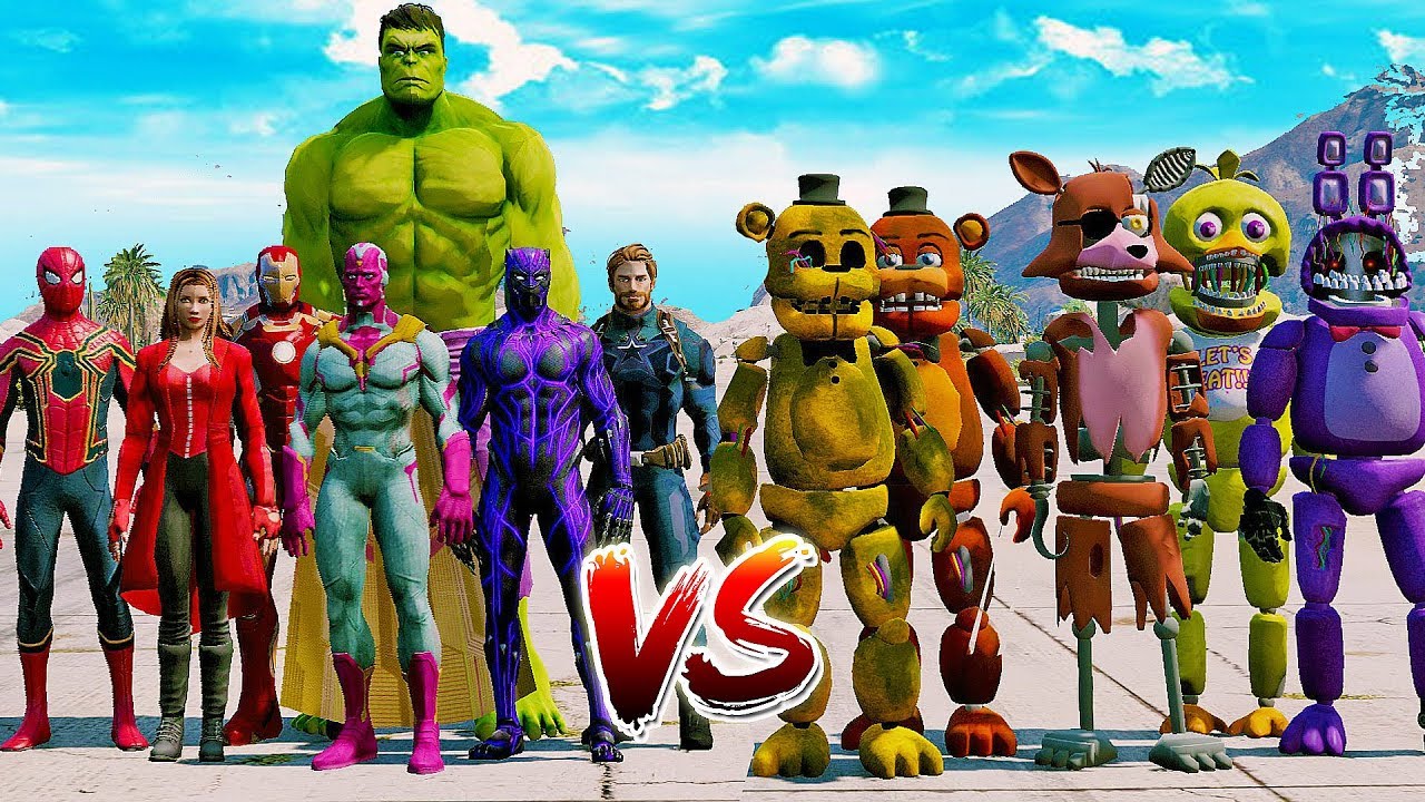 ANIMATRONICS VS THE AVENGERS INFINITY WAR | GTA V Five Nights at Freddy's