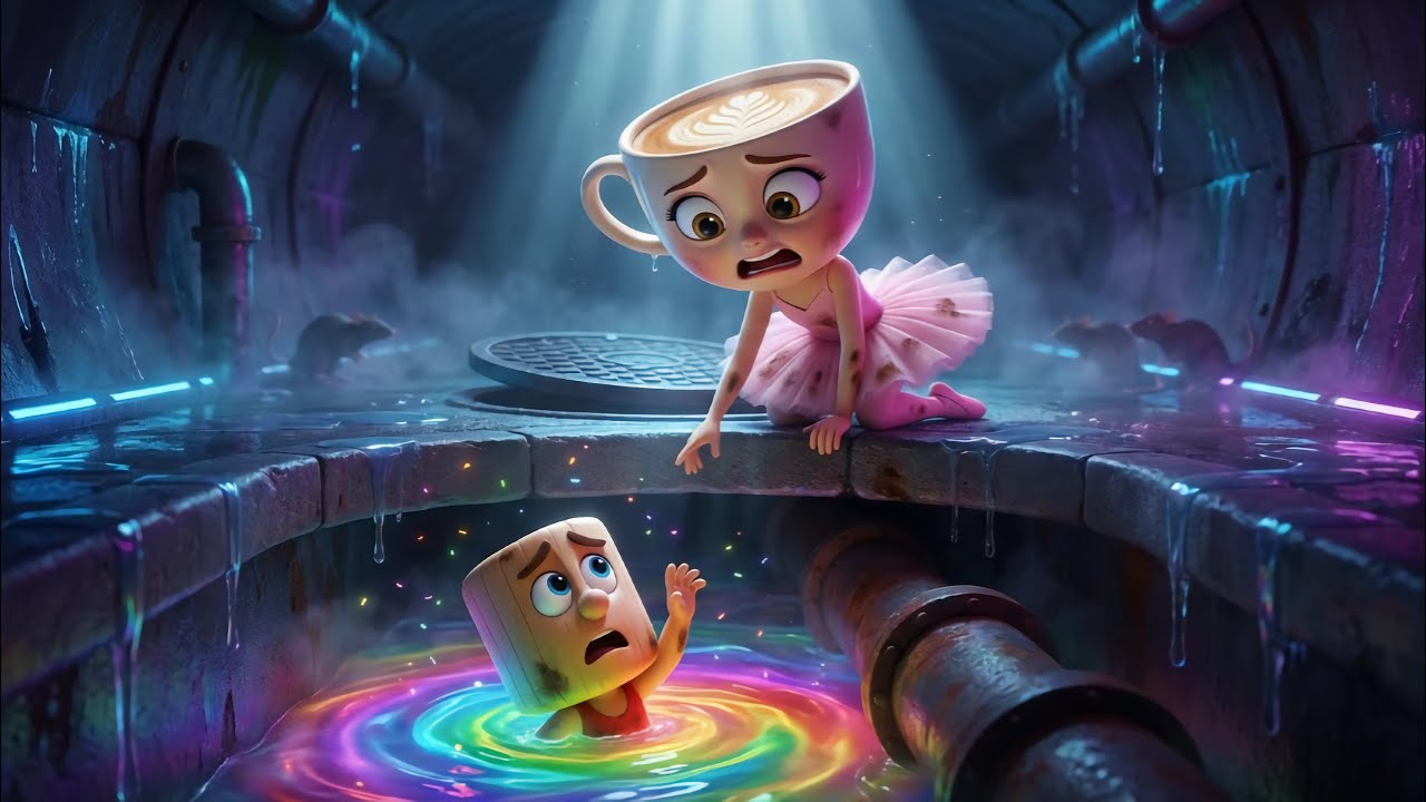 😱 Tung Tung Baby Fell Into the Rainbow Drain! Capuchina Jumps to Save Him | BrainRot Kids