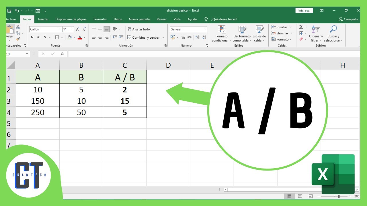 Como hacer una divisi&oacute;n en Excel (Excel B&aacute;sico)