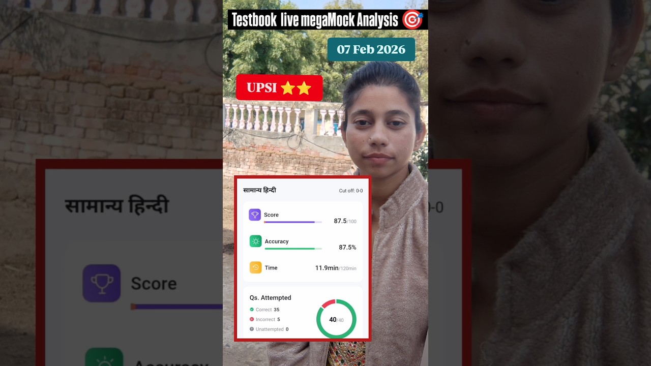 Testbook UPSI live megaMock Analysis 🎯 07 Feb 2026