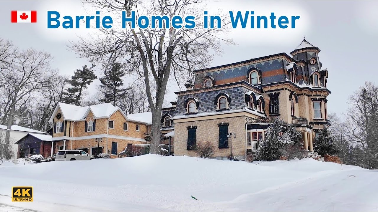 Winter Snow Walk in BARRIE Canada 🇨🇦 Exploring Barrie Real Estate Homes in Good Neighborhood