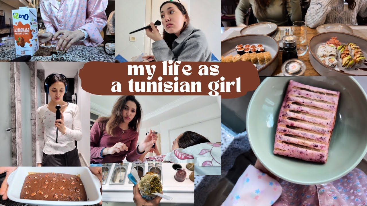 Making brownies and tasty food😛,shopping, going out ,gym , living my silly life in Tunisia 