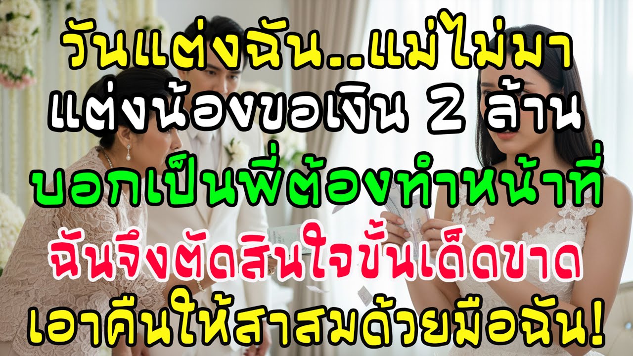 วันแต่งลูกสาวแม่ไม่มา พอแต่งลูกชายรีบขอ 2 ล้าน! อ้างหน้าที่พี่สาว ฉันเลยจัดของขวัญชิ้นสุดท้ายให้
