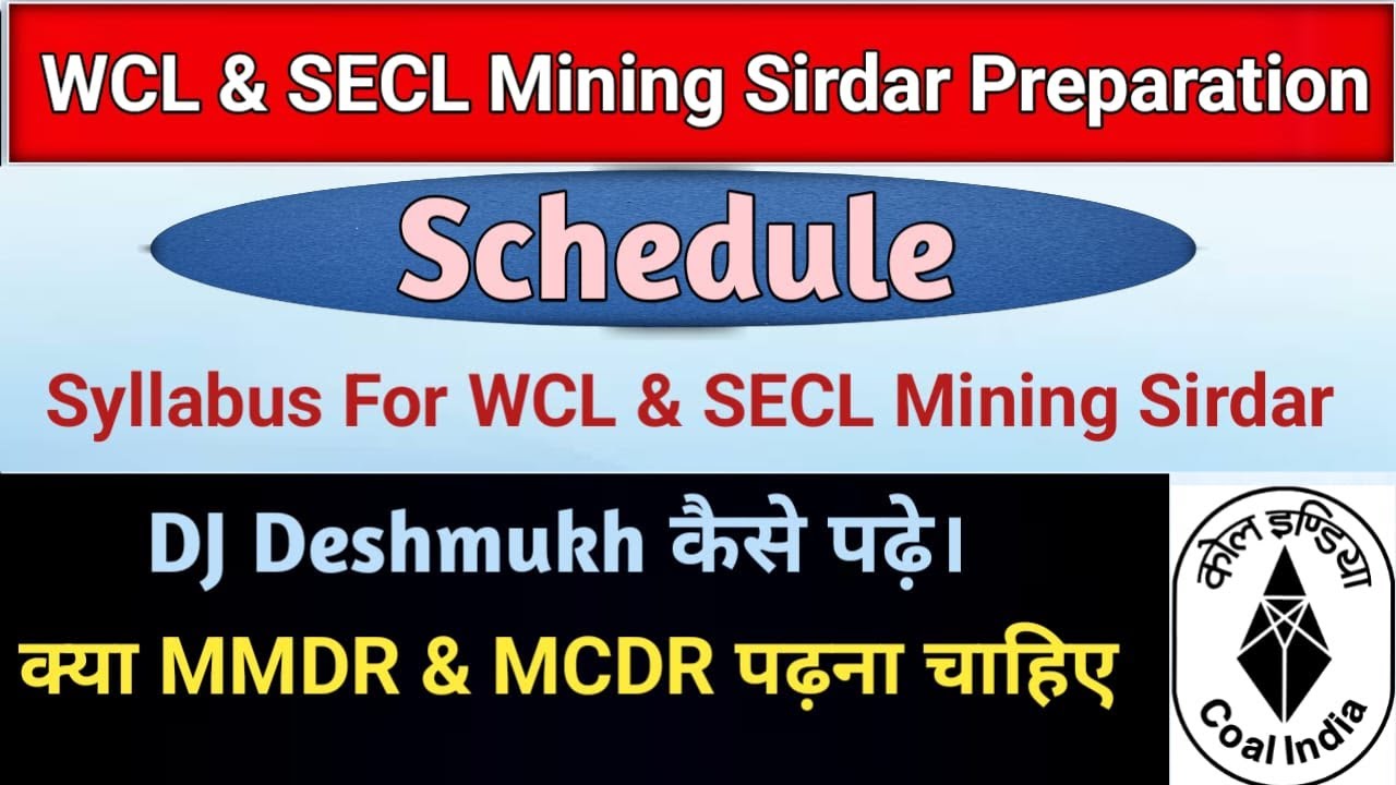 SECL & WCL Mining Sirdar Syllabus। Schedule For Next Mining Sirdar Exam। MMDR। MCDR। DJ Deshmukh