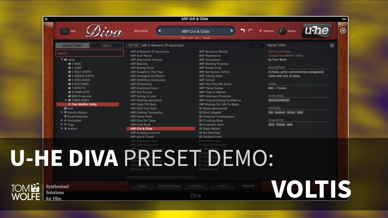 U-he Diva: Voltis Preset Walkthrough (Cinematic Presets)