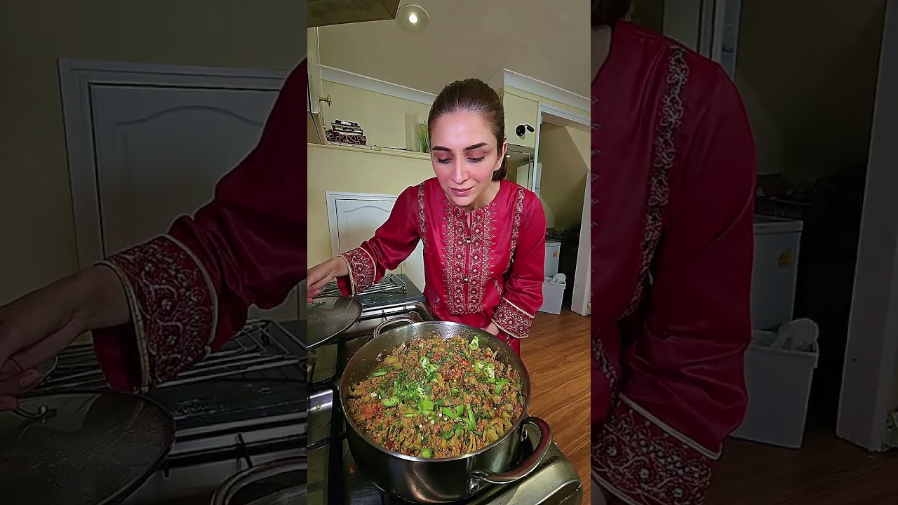 All time favourite keema karelay and kids time