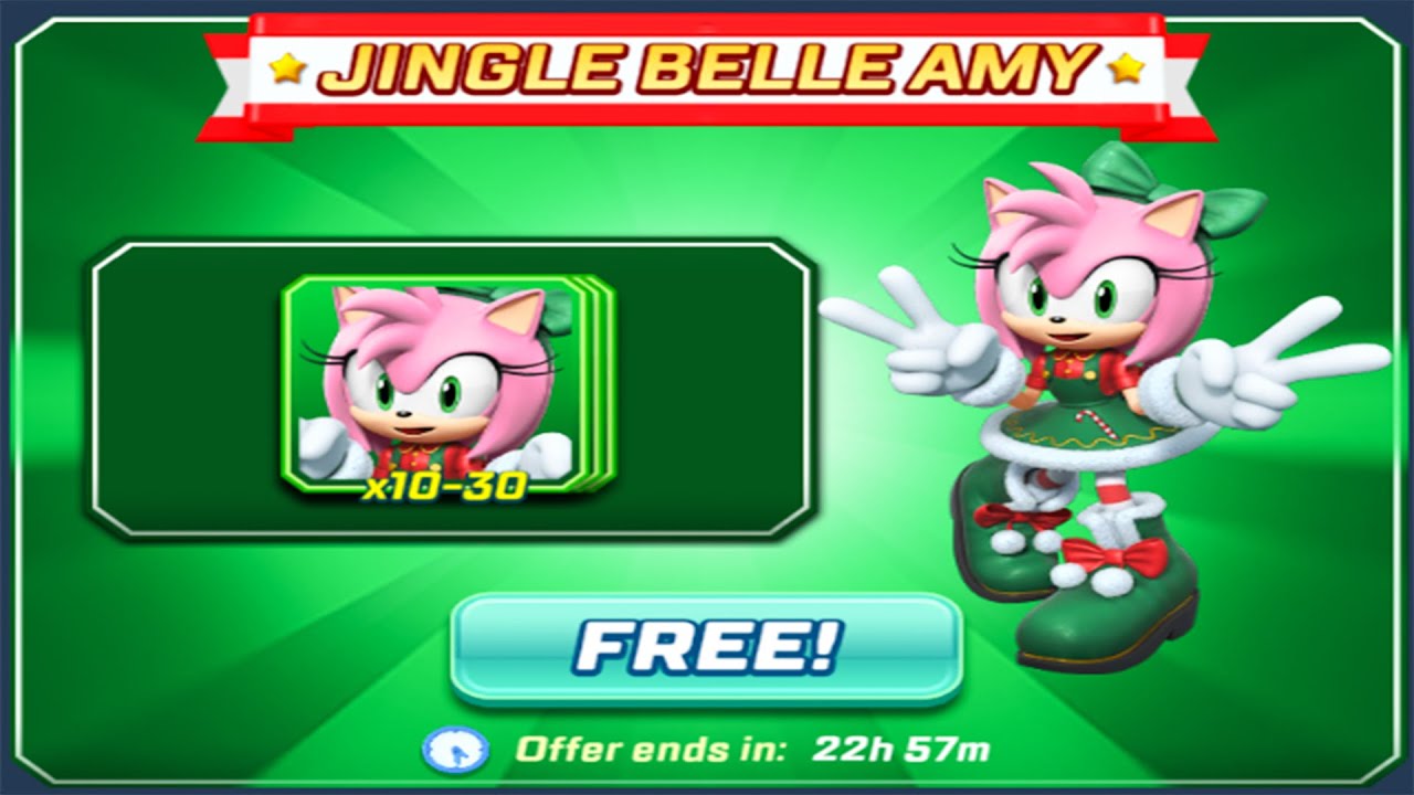 Sonic Forces - Jingle Belle Amy Holiday Rapid Recap Free Cards - All Runners Unlocked Gameplay