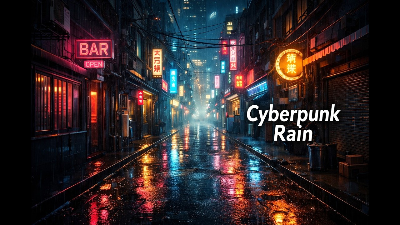 Cyberpunk Rainy Alley 🌧️Night City Ambience for Focus, Relax & Sleep