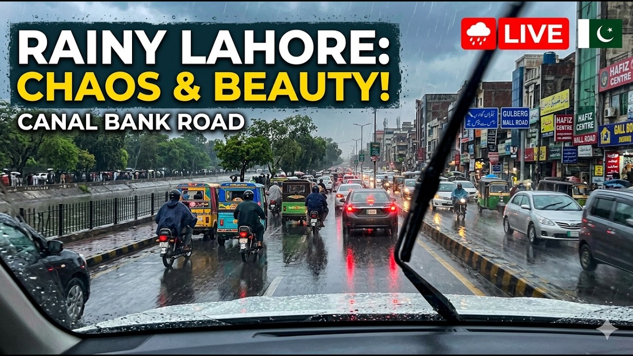 RAINY LAHORE: Beautiful Chaos on Canal Bank Road! 🌧️🚗