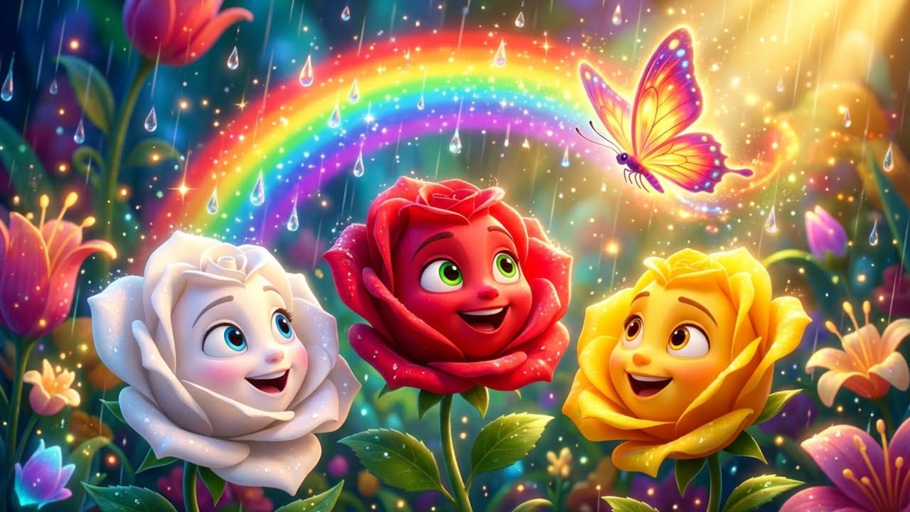 يوم مليء بالألوان، اللعب، المطر، والفرح في حديقة الزهور ✨🌈