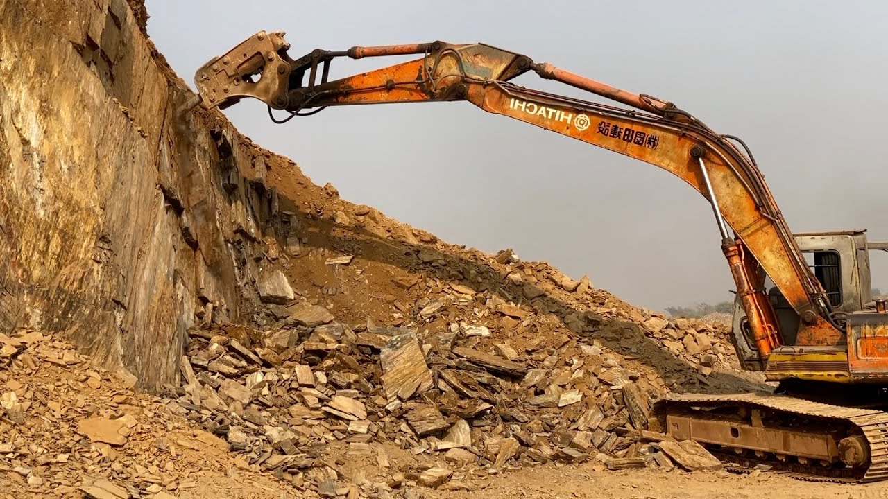 Excavator vs Massive Rocks 💥 | Extreme Heavy Equipment Crushing Power #excavator #mountains 