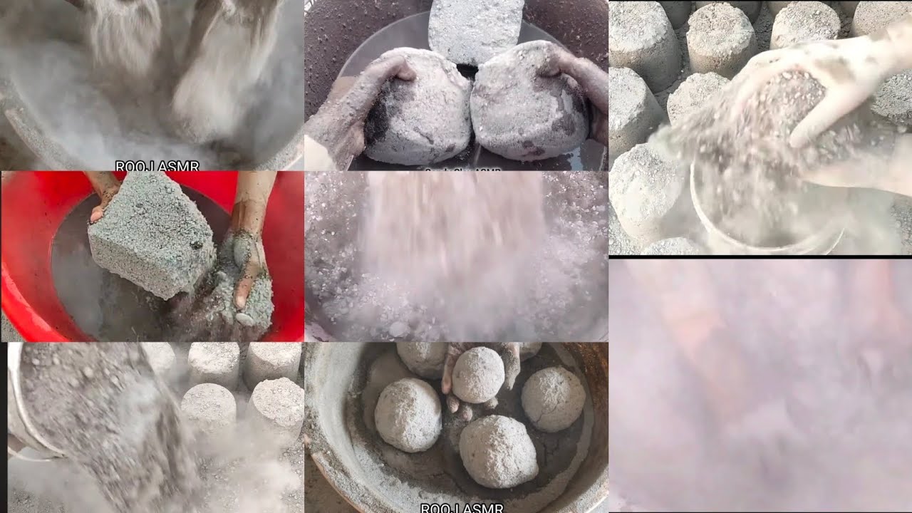 ASMR: Soft Cement Crumble 🤍 Dusty + charcoal 😋 satisfying 🌪️ texture 😷#asmr #satisfying #charcoal 