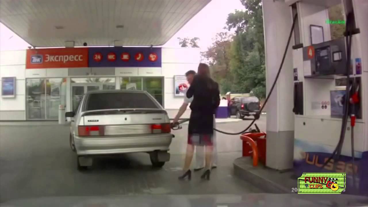 Funny Fail Double Fail when woman visits gas station