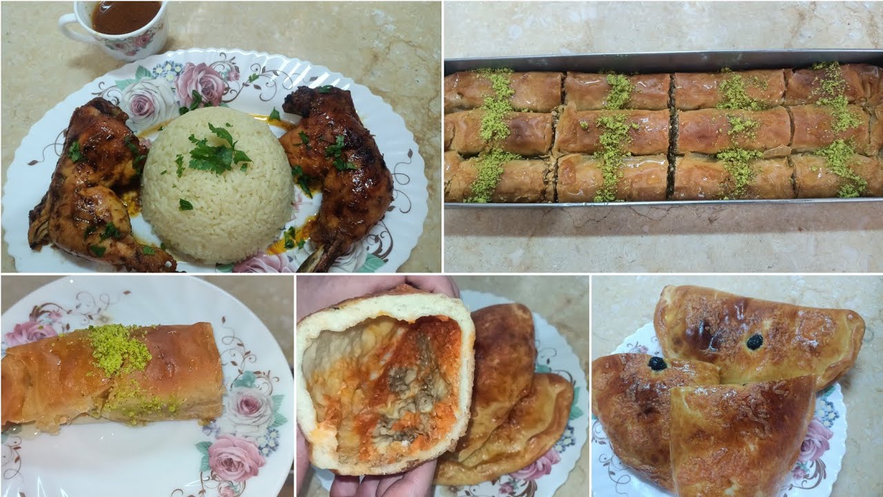 اطباق ولا أروع 👌دجاج محمر رافقتو بالروز/  سوفلي العملاق بنتو بنة/ بقلاوة التركية المبرومة ولا أروع 👌