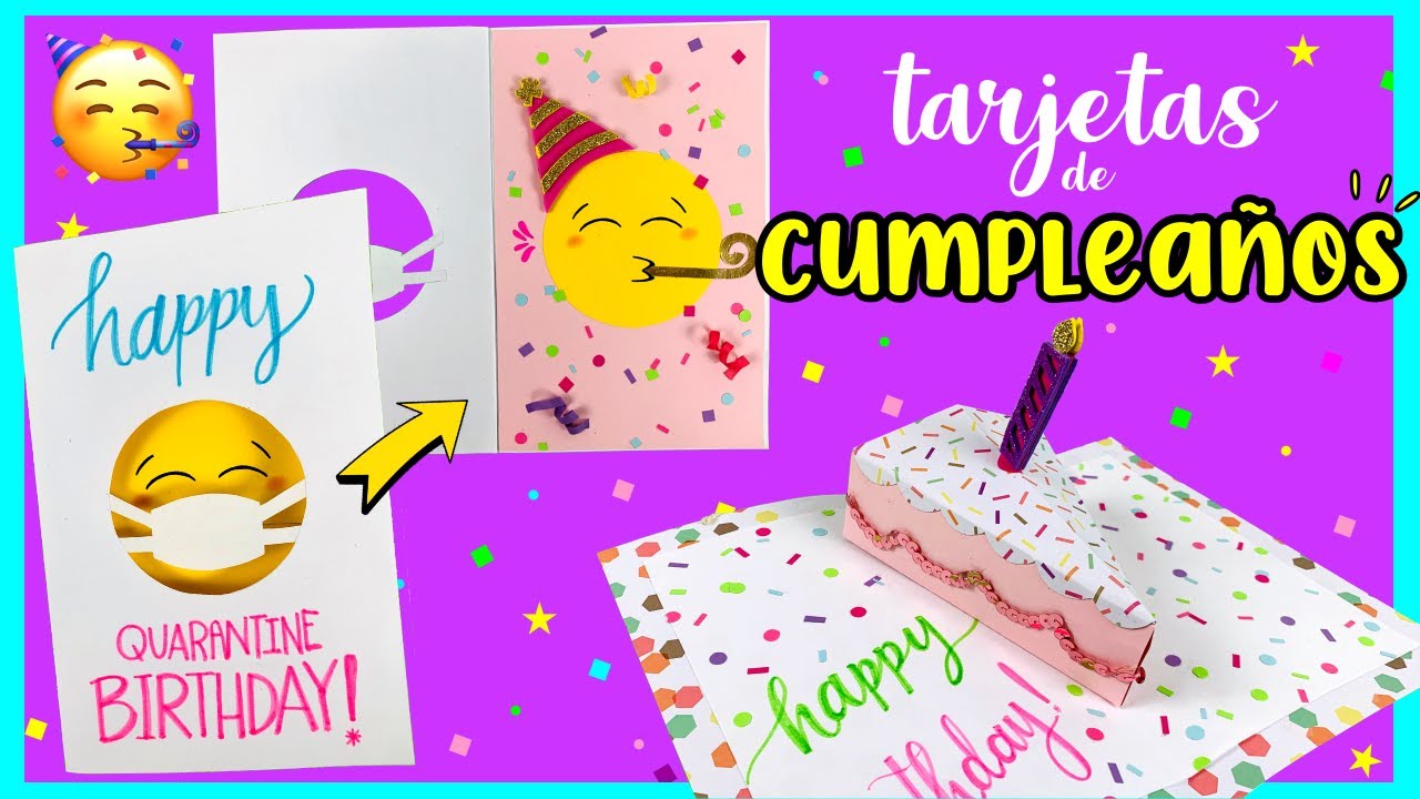 TARJETAS DE CUMPLEAÑOS FÁCILES PASO A PASO (POP UP Y EN CUARENTENA) | CREATIVA OFFICIAL™ 🥳🎉😷