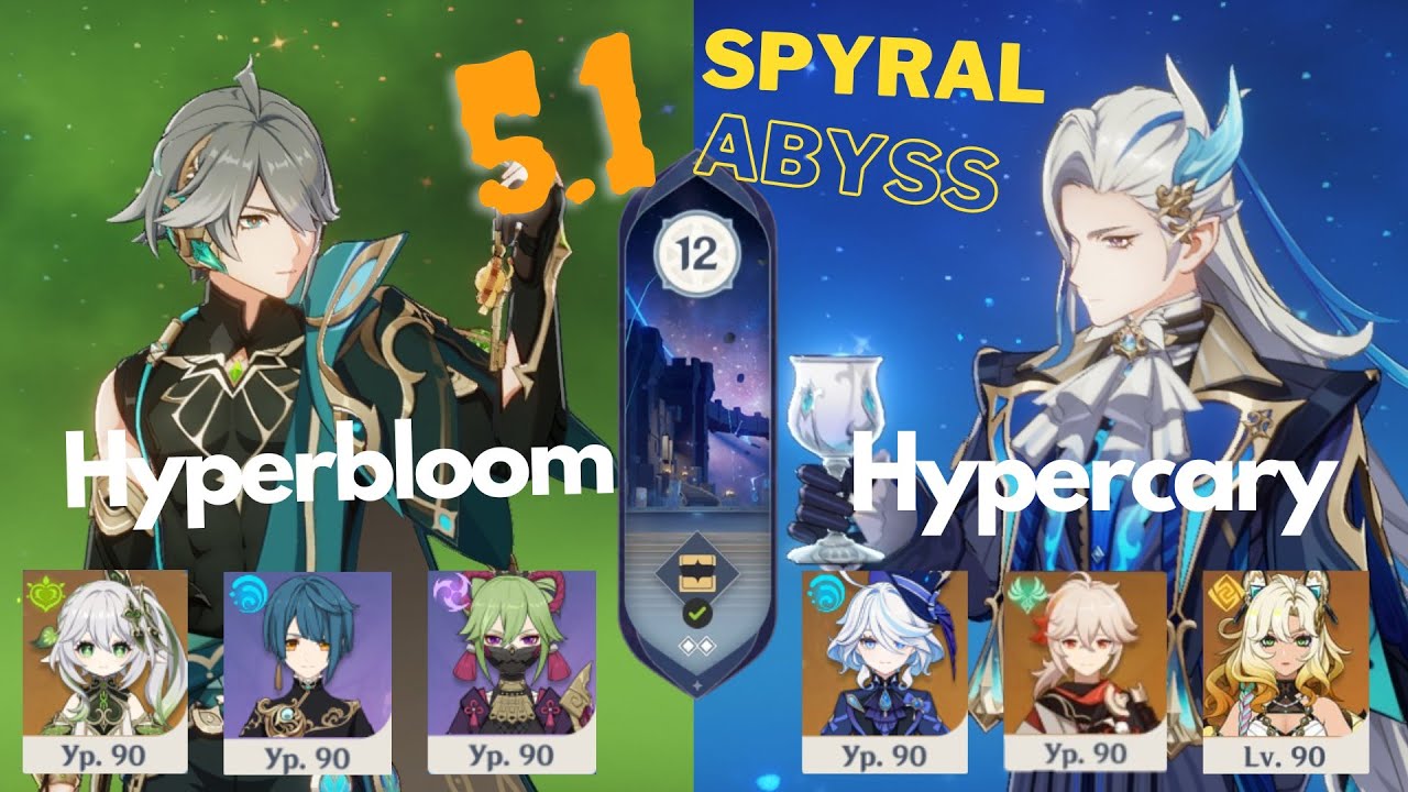 Alhaitham Huperbloom & Neuvi Hypercary 5.1 Spiral Abyss Floor 12 [9 star] clear - Genshin Impact