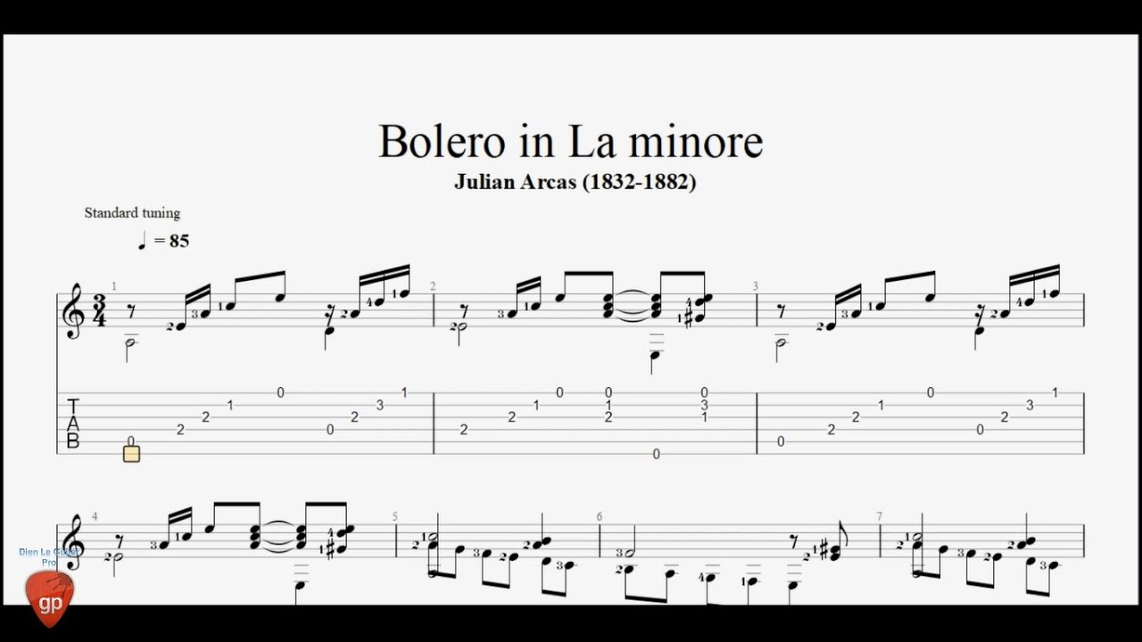 Bolero Arcas In La Minore by Julian Arcas - Guitar Pro Tab
