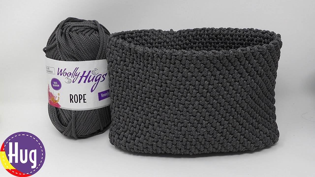 Bolso en patrón de tejido de cesta - tejido tunecino - Woolly Hugs ROPE