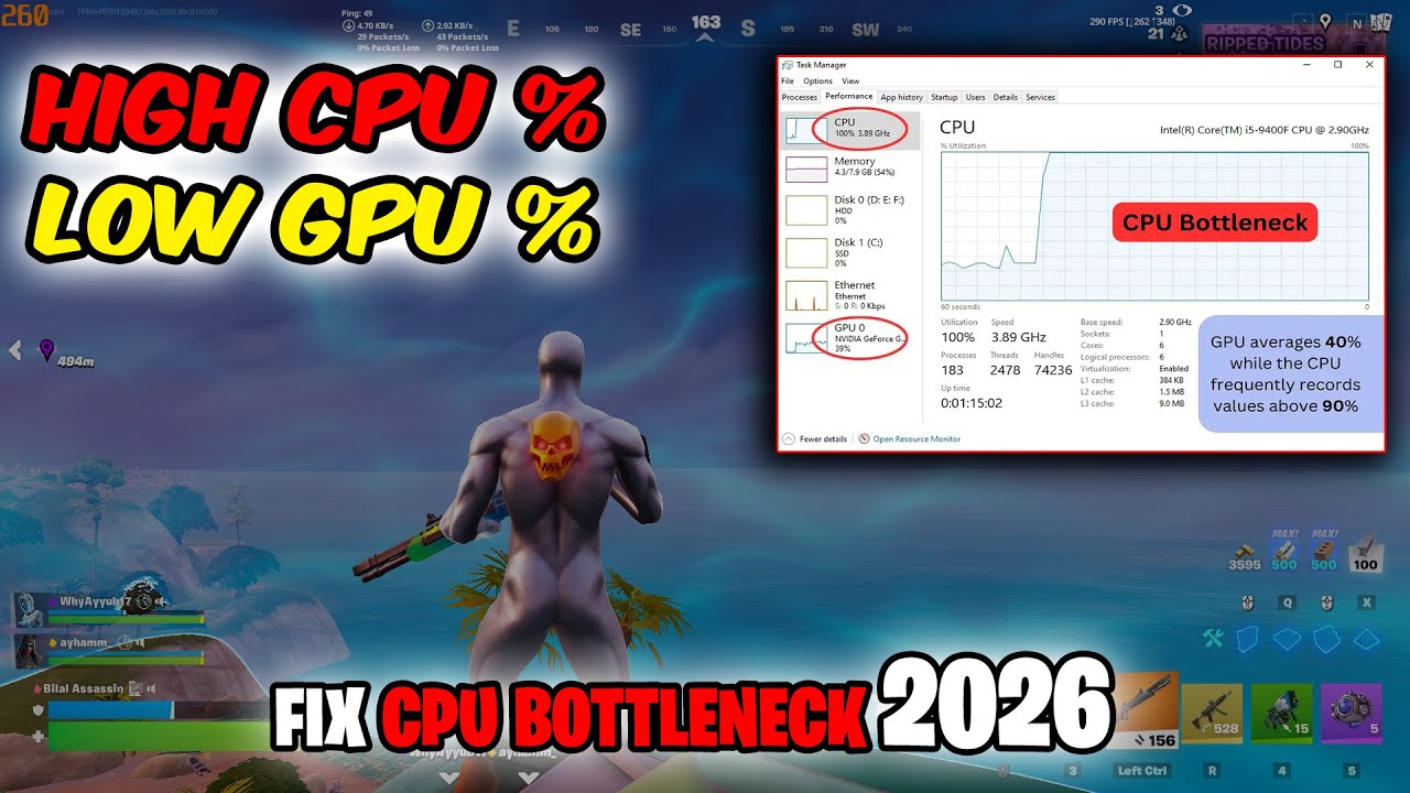 Fortnite CPU Bottleneck FIX 🔥 | High CPU & Low GPU Usage Solved (2026)