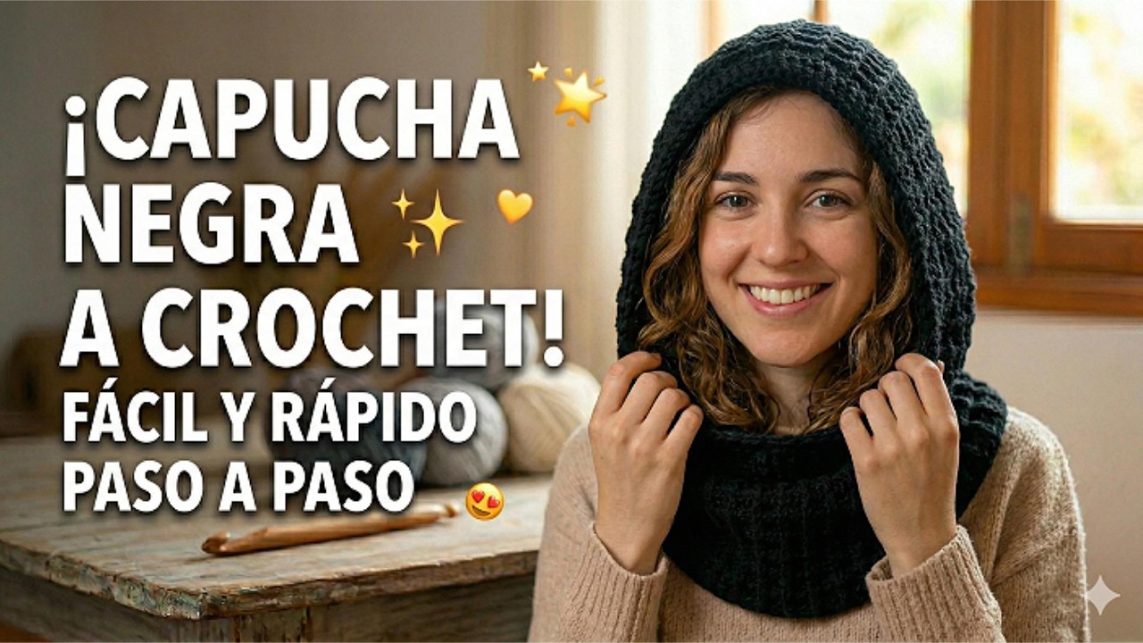 ¡CAPUCHA A CROCHET! Gorro con cuello fácil y rápido 🧶 Paso a paso