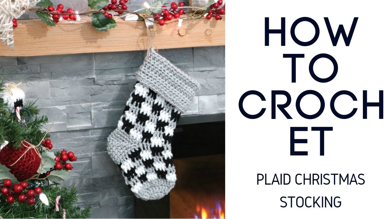 Crochet Plaid Christmas Stocking
