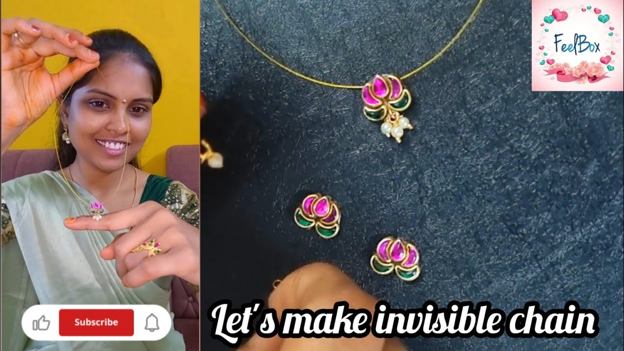 DIY invisible chain making at home | how to make invisible chain with pendant #feelbox #jewellery